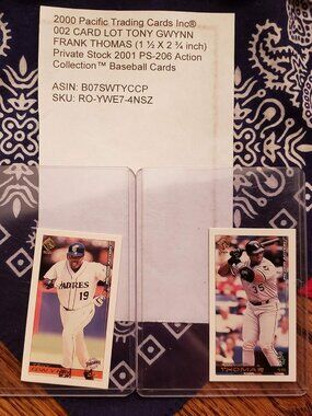 2000 Pacific Trading Cards Inc® 002 CARD LOT TONY GWYNN FRANK THOMAS 1 ½ X 2 ¾
